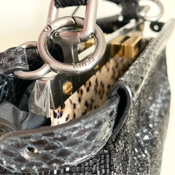 New Fendi beaded Python peekaboo crossbody bag - Picture 13 of 16